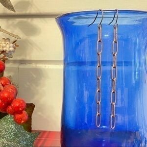 $10 SALE Handmade Paperclip Chain Dangle Statement Earrings 3.25” Long Copper